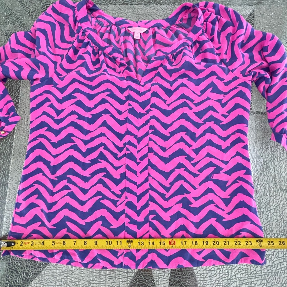 Lilly Pulitzer Pink and Purple Chevron Print Blouse - Picture 4 of 8
